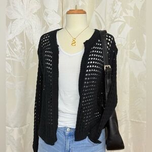Calvin Klein Jeans Black Open-Knit Cardigan‎